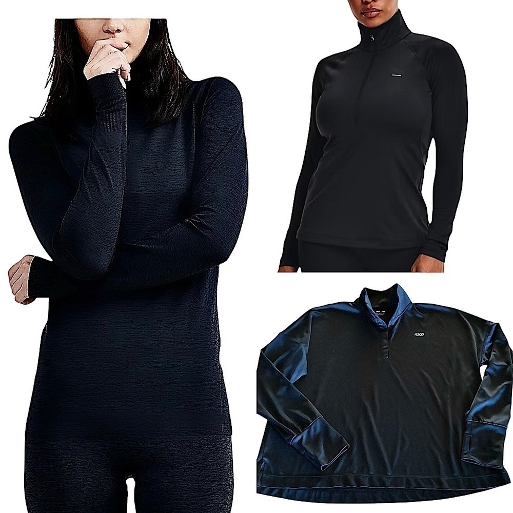 ASOS 4505 Sport Athletic Top Long Sleeve 1/4 Zip Pullover Black Women’s Size 16